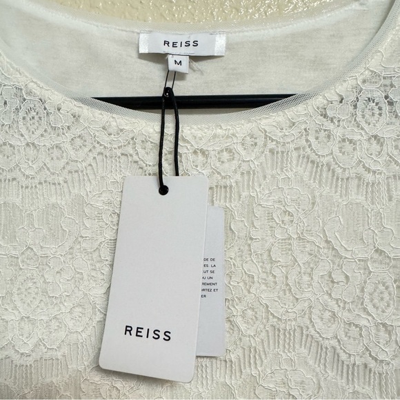 Reiss Rayee Off White Lace T Shirt - Picture 3 of 5